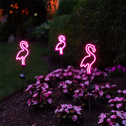 Outdoor Solar Flamingo Neon