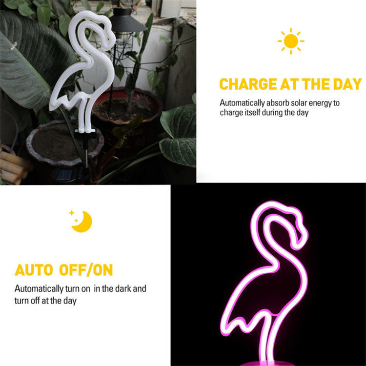 Outdoor Solar Flamingo Neon